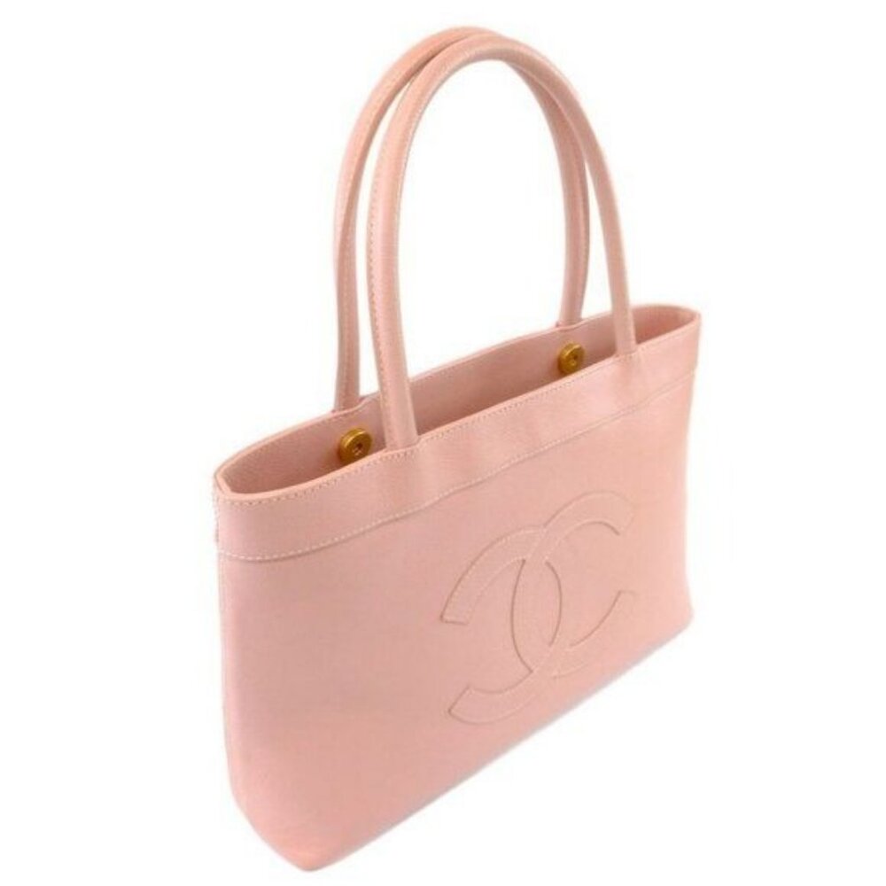 Authentic CHANEL CC Timeless Caviar Logo Shoulder Tote Bag Pink Leather Purse - Picture 4 of 12